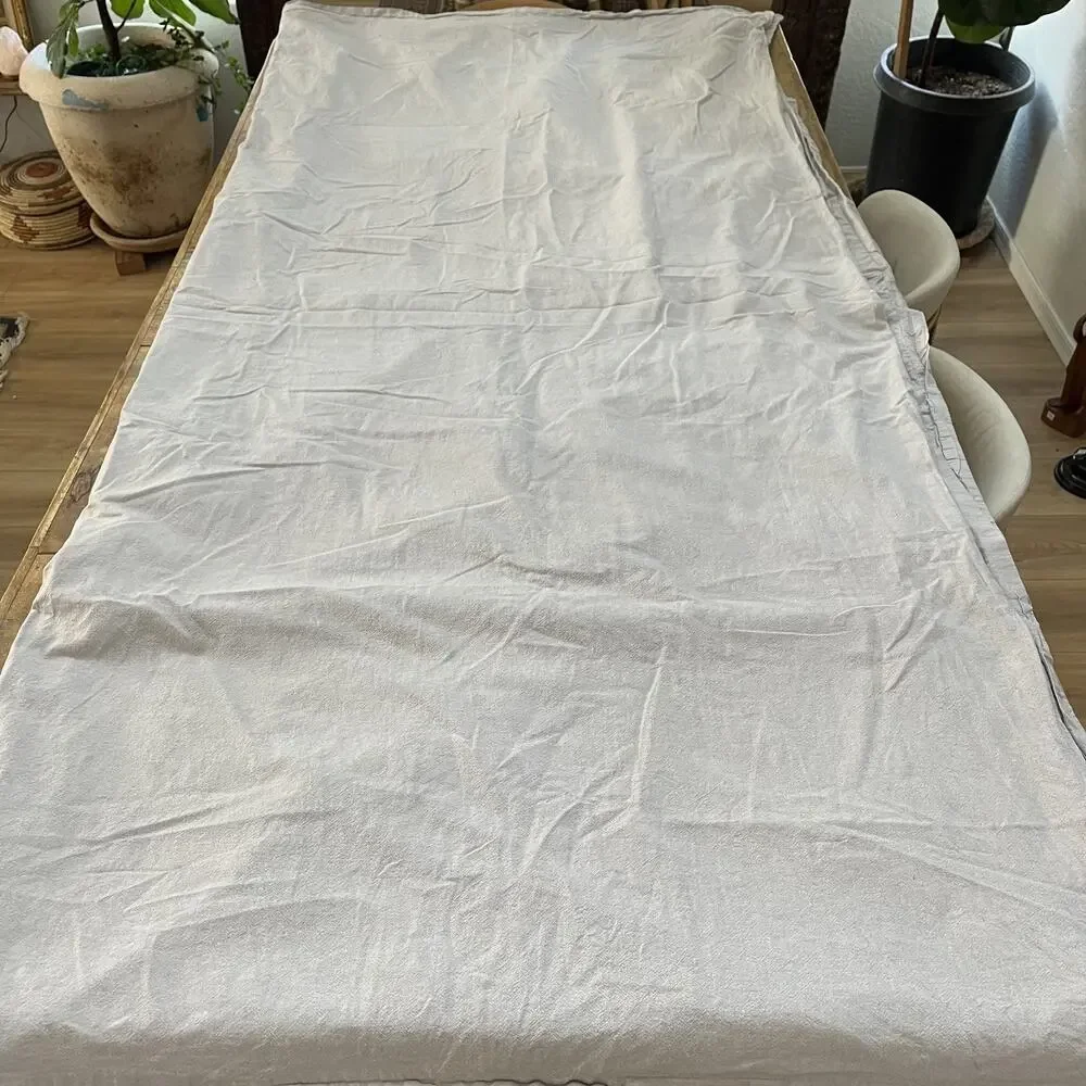 Threshold Full Queen Duvet Cover Cotton Linen Blend Light Gray Zip Closure